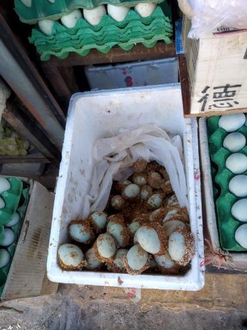 Century eggs at a market in Lijiang