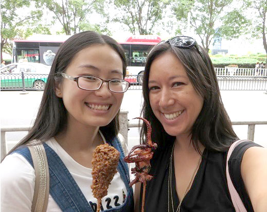 Trying out the local street food