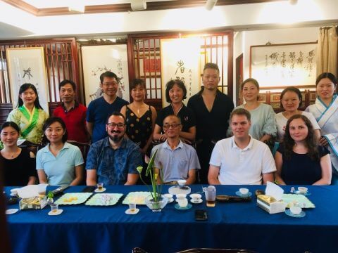 George and his classmates at a Chinese Tea Ceremony