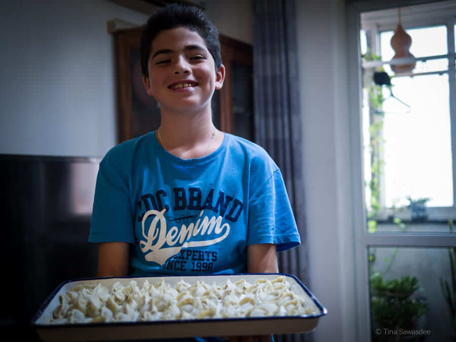 Peter making dumplings at his homestay