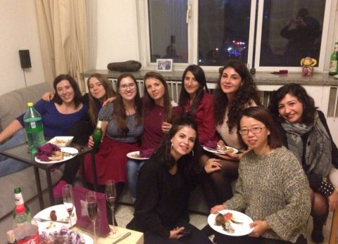 Franzi at a house party with her classmates after Chinese class
