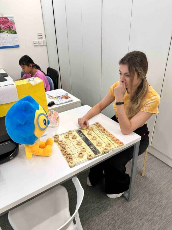 Hannah and Lex playing Chinese Chess