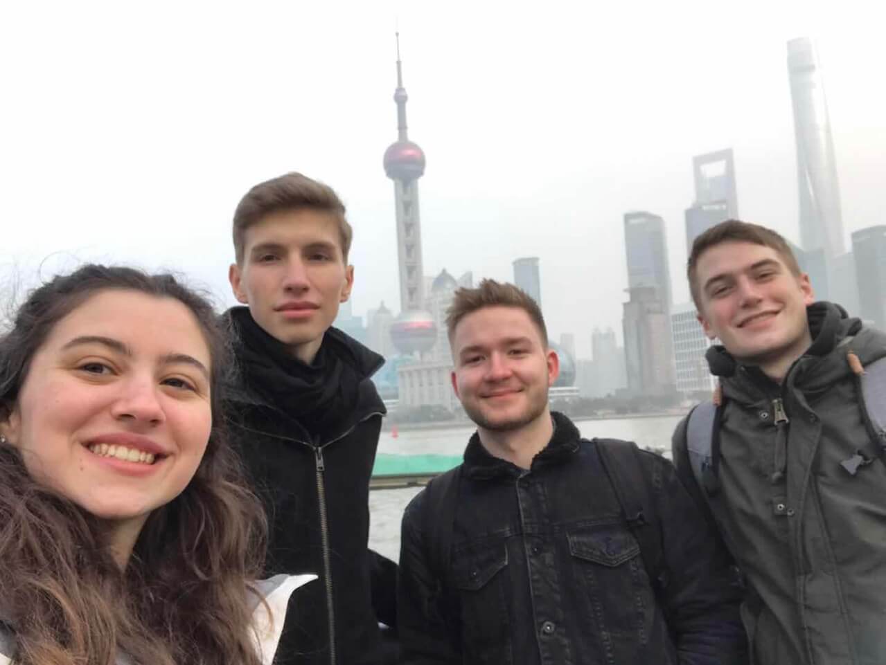 Posing near the bund