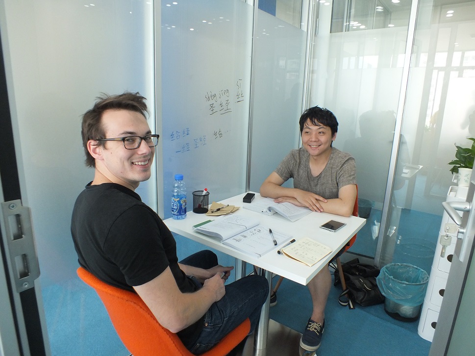 Teacher and student in classroom in Shanghai having an individual class