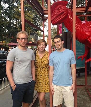 Three students outside the 798 art district in Beijing