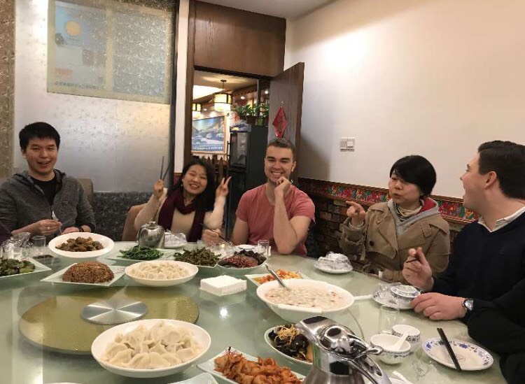 Teachers and Students enjoy dinner together